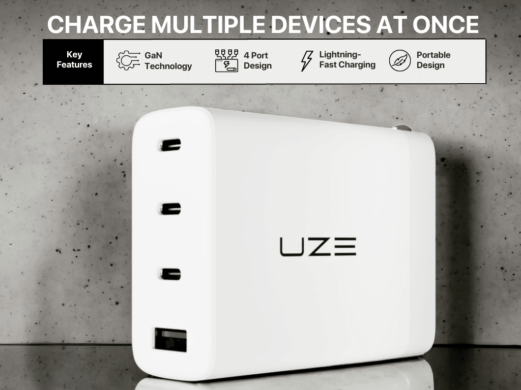 100W Multi-Port GaN Charger White Key Features - UZE