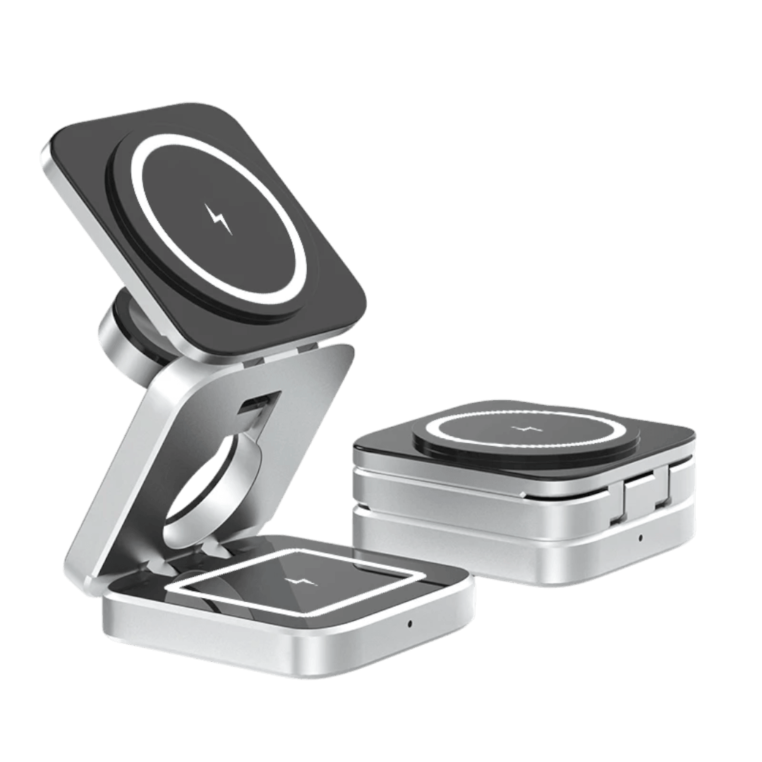 Effortlessly Charge 3 Devices with Foldable Magnetic Wireless Charger - UZE